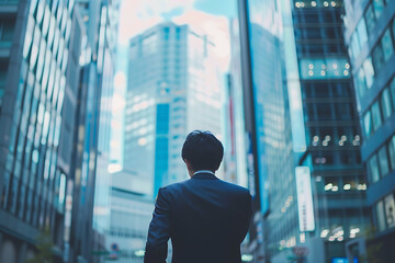 未来を見据える日本人男性ビジネスパーソン