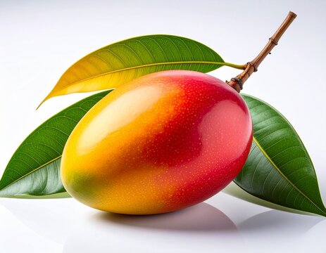 red mango with leaves