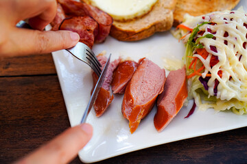 Sausage Breakfast Plate with Salad – Action Cut