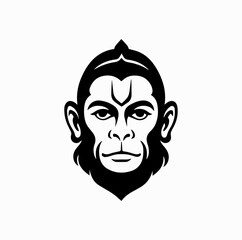 Obraz premium Hanuman Face Silhouette – Iconic Close Up of the Monkey God