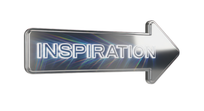 Metallic Arrow Sign with Inspiration Text. - Powered by Adobe