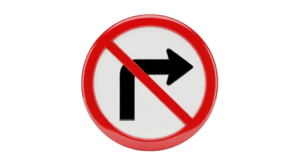 Red and White No Right Turn Road Sign.
