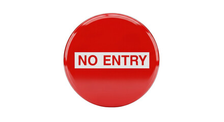 Red No Entry Road Sign Isolated on White.