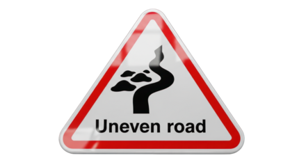 Warning Sign for Uneven Road with Obstacles.
