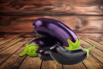 Fresh ripe raw aubergine or eggplant