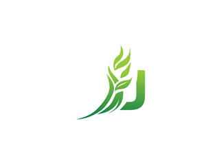 Abstract green biotechnology agriculture logo design featuring leaf and DNA helix elements. Modern eco-friendly emblem symbolizing innovation in farming, biotechnology, sustainability, and organic u