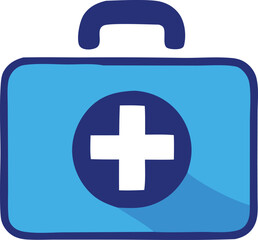 Fototapeta premium Blue medical first aid kit icon with white cross symbolizing health and emergency care services for medical needs and rescue
