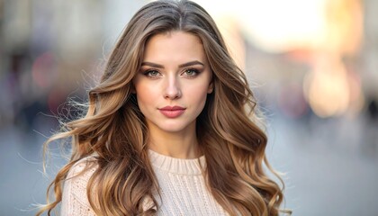 Fototapeta premium Portrait with long wavy hair