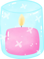 Cute Pink Candle in Glass Jar Illustration