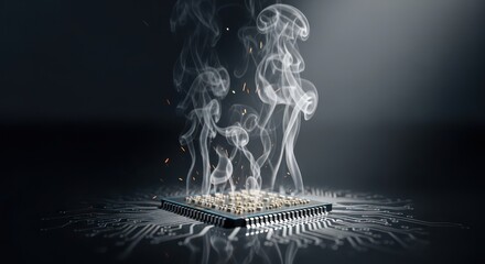 Overheated processor with rising smoke and circuit board pattern implications for hardware damage