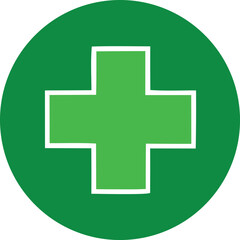 Green medical cross inside circle icon representing healthcare and emergency services digital graphic