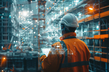 未来的な建設現場とモダン建築構造（都市開発・DX）