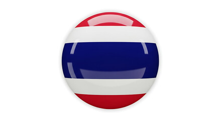 Iconic design of the Thai flag on a shiny button with the country's national colors.