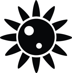 Stylized black sun icon with rays and circles simple solar symbol abstract celestial body graphic representation