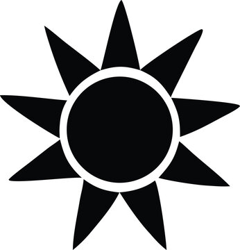 Abstract nine pointed star symbol featuring a central circle and outer ring for geometric and celestial themed designs