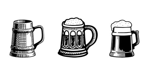 set of hand drawn oktoberfest give a toast beer
