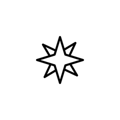 A simple black outline of an eight-pointed star, representing a compass rose or navigational star symbol