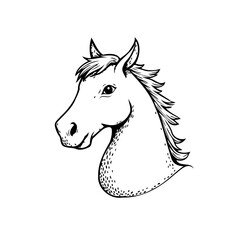Elegant monochrome line art illustration showcasing a detailed horse head portrait perfect for