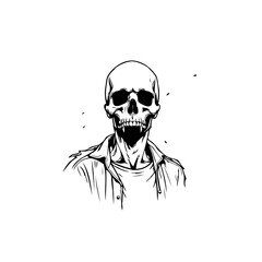 Elegantly grotesque skeletal depiction, a stark monochromatic exploration of mortality and