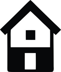 Simple black and white house icon for real estate and home services business concepts and designs