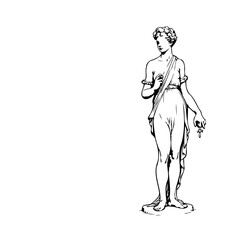 Ethereal depiction of a neoclassical statue, a monochrome portrait of a graceful figure conveying