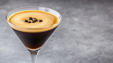 Elegant Espresso Martini with Coffee Beans in a Stylish Glass