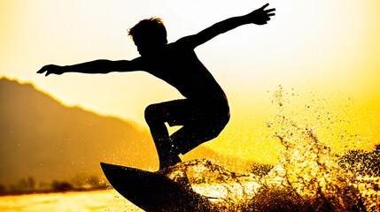 The charm of surfing at sunset, surfboards