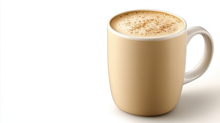 Warm Coffee Mug with Creamy Foam and a Dash of Cinnamon Powder