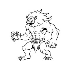 Fototapeta premium Fierce creature illustration a powerful muscular monster character design with threatening