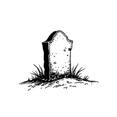 Hand drawn graveyard tombstone illustration evoking somber reflection on mortality and history