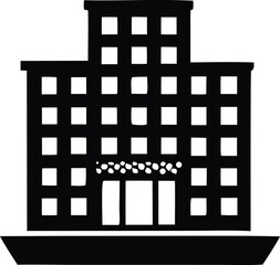 Modern corporate building silhouette simple icon design representing business architecture and office spaces
