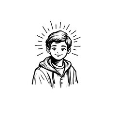 Illustration of a young male character with radiant light creative design drawing vector image