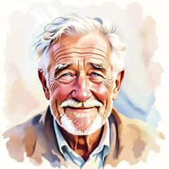 Watercolor portrait of a grandfather