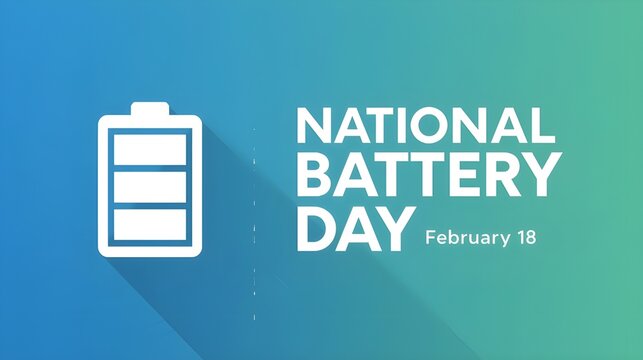 National Battery Day. February 18. Holiday concept. Template for background, banner, card, poster with text inscription. 
