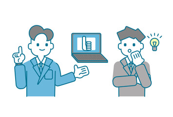 商談しているスーツ姿の男性のイラスト