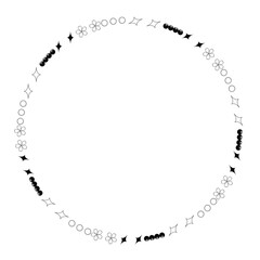 Decorative floral circle frame with simple flowers