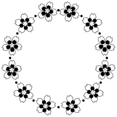 Fototapeta premium Bold floral circle frame black and white decorative border