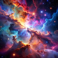 Colorful nebula with vibrant stars