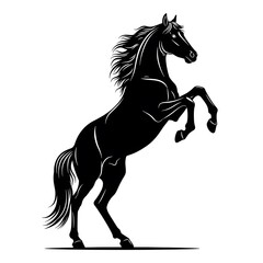 Black Silhouette Rearing Horse Illustration Artistic Style Minimalist Design