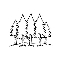 Obraz premium Sketchy forest illustration shows simplistic trees, providing a touch of wilderness and nature to
