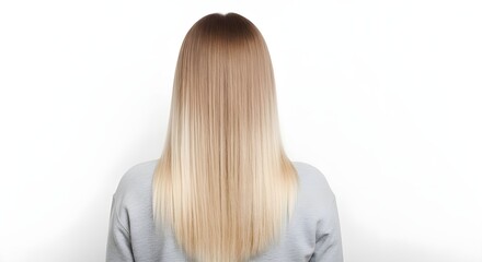 Naklejka premium Blonde Ombre Long Straight Hair Back View | Women's Beauty and Hair Salon Services, Hairstyle Trends