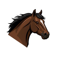 Obraz premium Brown Horse Head Illustration with Dark Mane on White Background for Equestrian and Animal Art