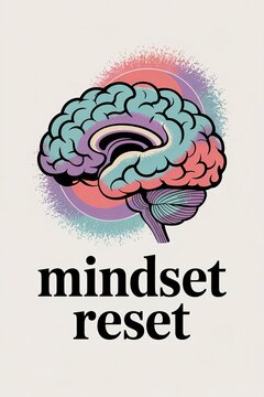 Vibrant Brain Illustration with Mindset Reset Text