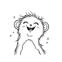 Whimsical fluffy creature illustration showcasing delightful expressive artwork in black and white