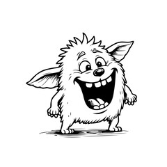 Whimsical fuzzy creature with a toothy grin a delightful cartoon illustration for children's