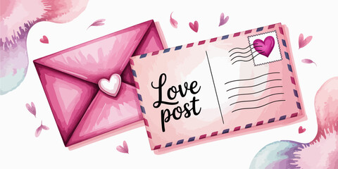 An artistic representation of love letters and postcards featuring heartfelt designs with rich colors, perfect for sharing sentiments of affection and warmth.