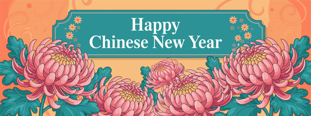 A stunning display of blooming chrysanthemums, representing beauty and renewal, perfect for celebrating the joy and festivity of the Chinese New Year.