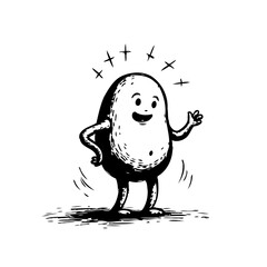 Obraz premium Whimsical potato character illustration radiates joy and welcomes you with open arm and sparkling