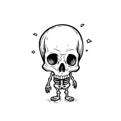 Whimsical skeletal figure illustration with exaggerated features perfect for Halloween spooky