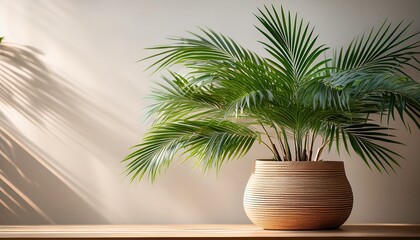 Obraz premium Close Up Of Decorative Palm Plant In Natural Pot